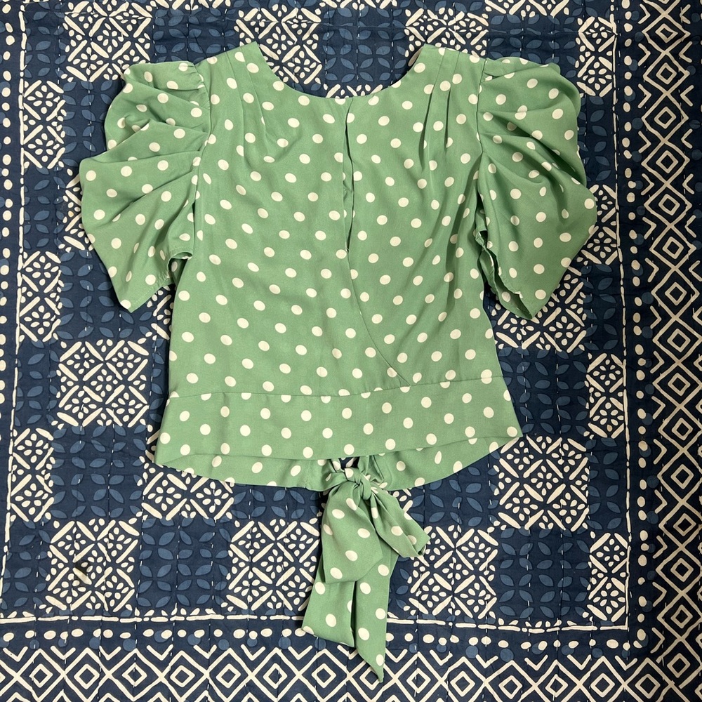 Unique Vintage mint and white Polka Dot Blouse